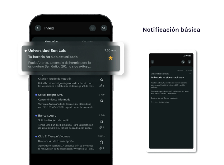 Gestión de notificaciones de emisores  de confianza, seguridad y trazabilidad.